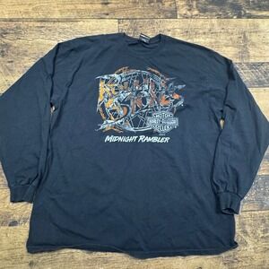Harley Davidson Midnight Rambler Long Sleeve T Shirt Mens Black Graphic Tee 2019